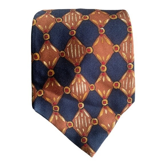 Burberrys of London Tie Men's Blue Geometric 100% Silk Necktie Career Luxury - Picture 3 of 7